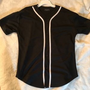 Blank Black Baseball Jersey white White Piping